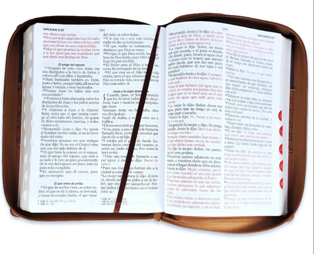 Biblia con Cierre Letra Gigante 15 puntos RV1960, imit piel tricolor café con índice