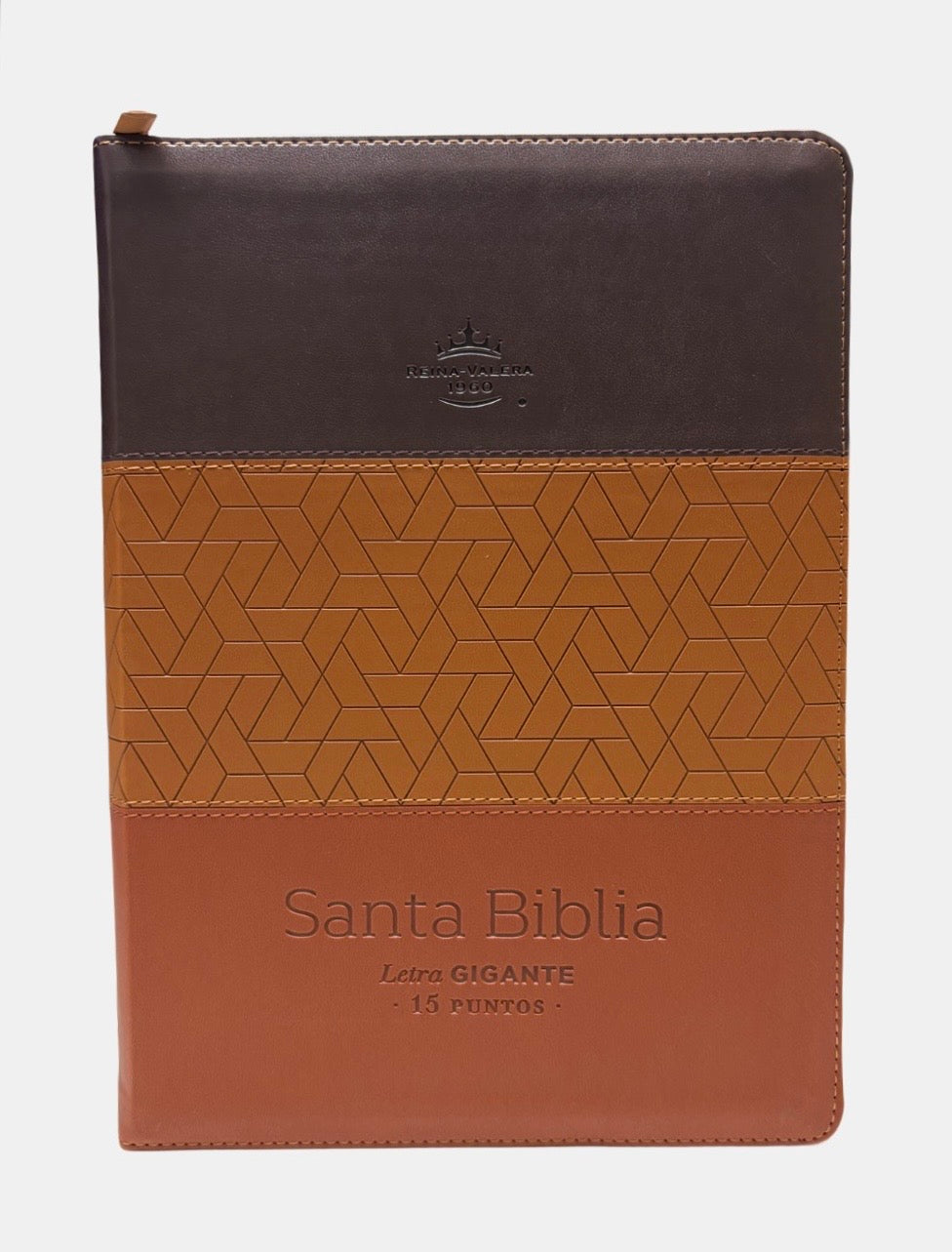 Biblia con Cierre Letra Gigante 15 puntos RV1960, imit piel tricolor café con índice