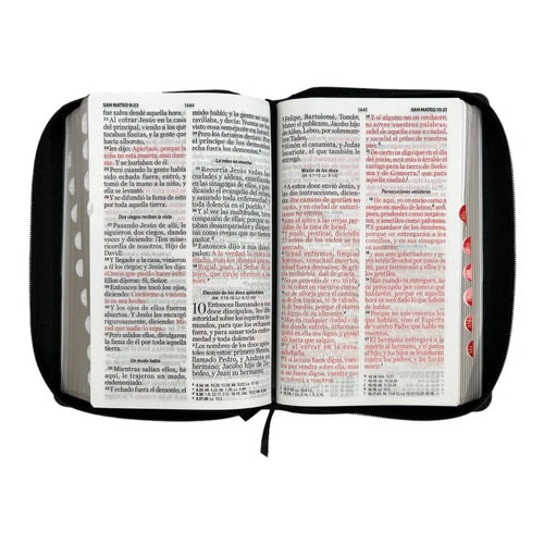 Biblia con Cierre Letra Gigante 15 puntos RV1960, imit piel negro y gris león con índice