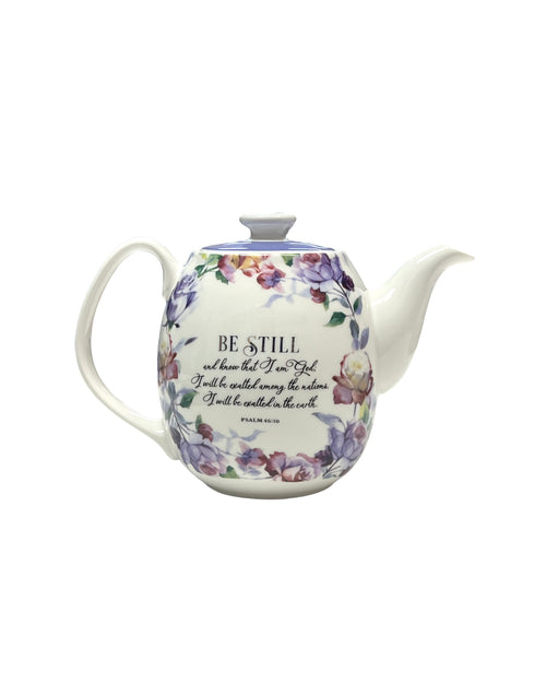 Be Still and Know Teapot in Purple - Psalm 46:10
