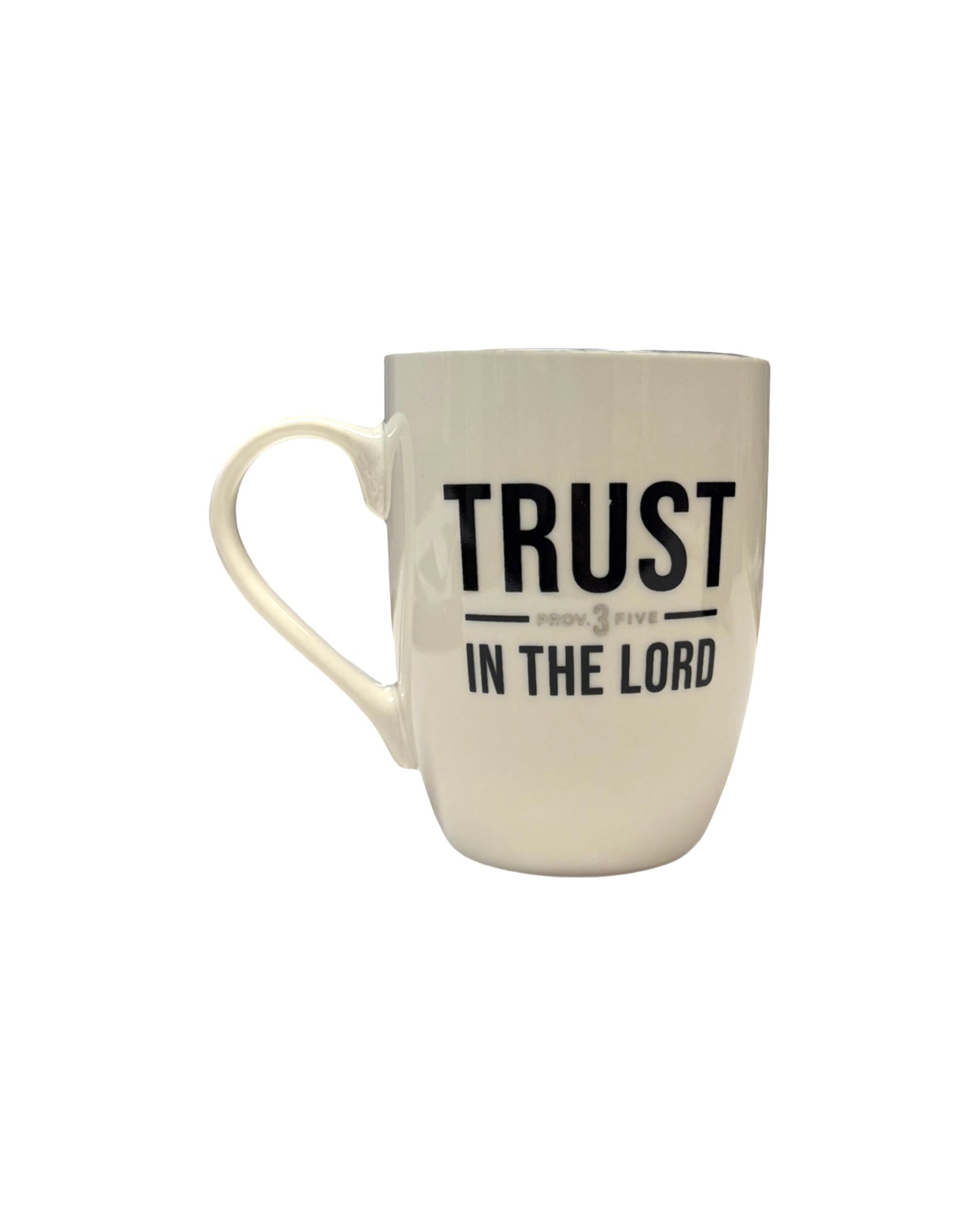 Trust in the Lord white and Gray Ceramic Coffee Mug Proverbs 3:5