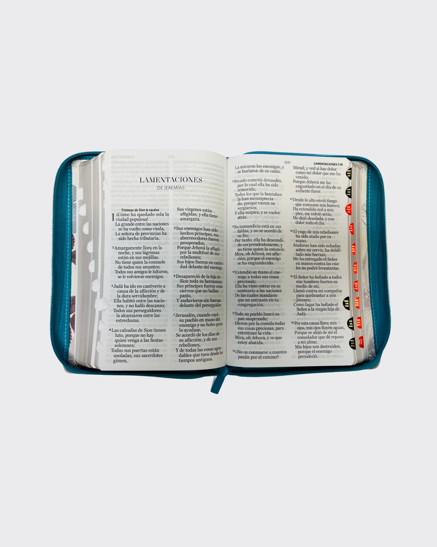 Biblia con cierre imit pie Flores Turquesa 14 punto Rvr1960
