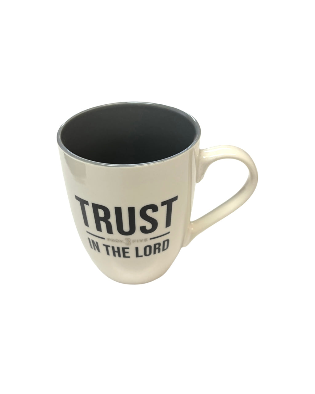 Trust in the Lord white and Gray Ceramic Coffee Mug Proverbs 3:5