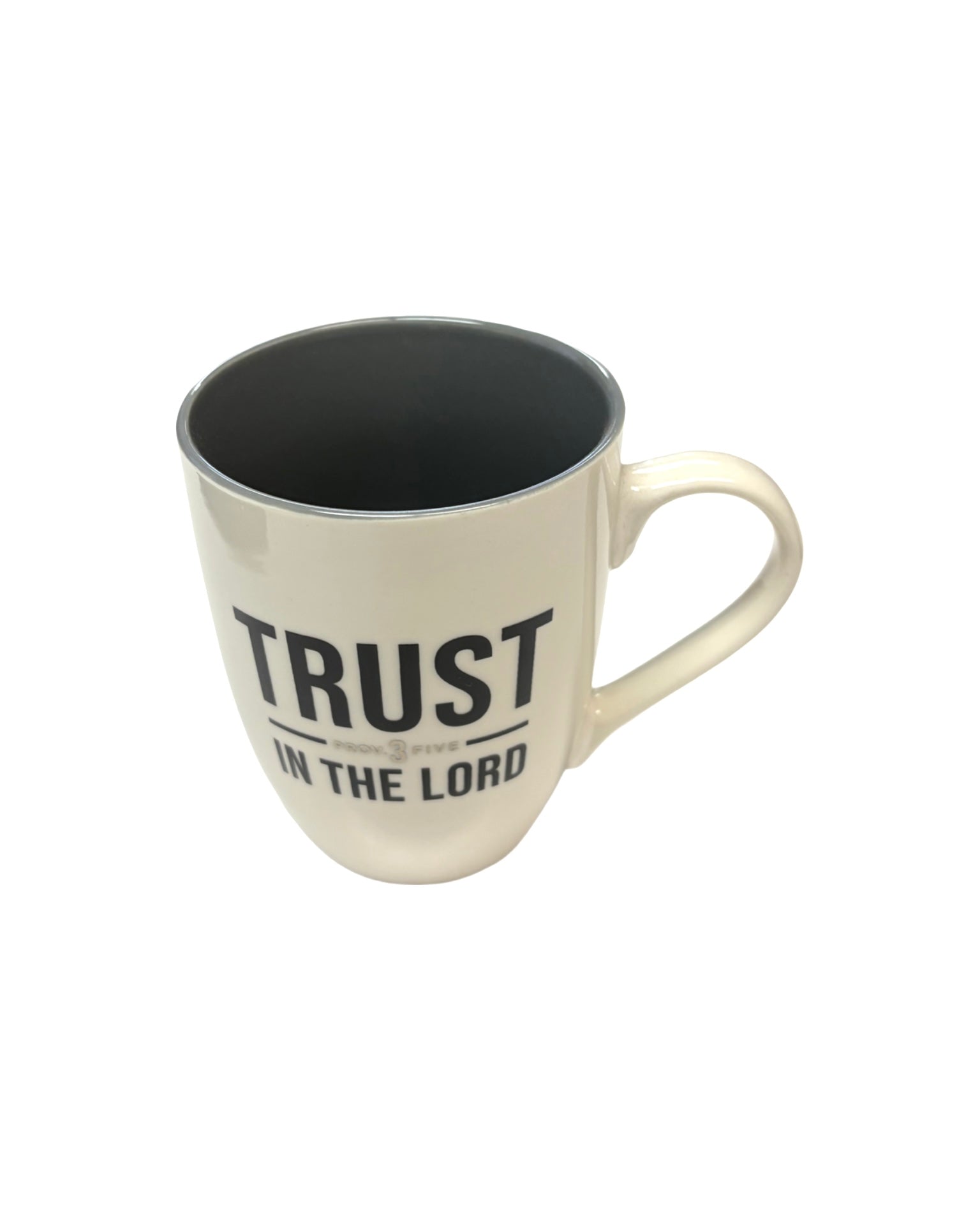 Trust in the Lord white and Gray Ceramic Coffee Mug Proverbs 3:5