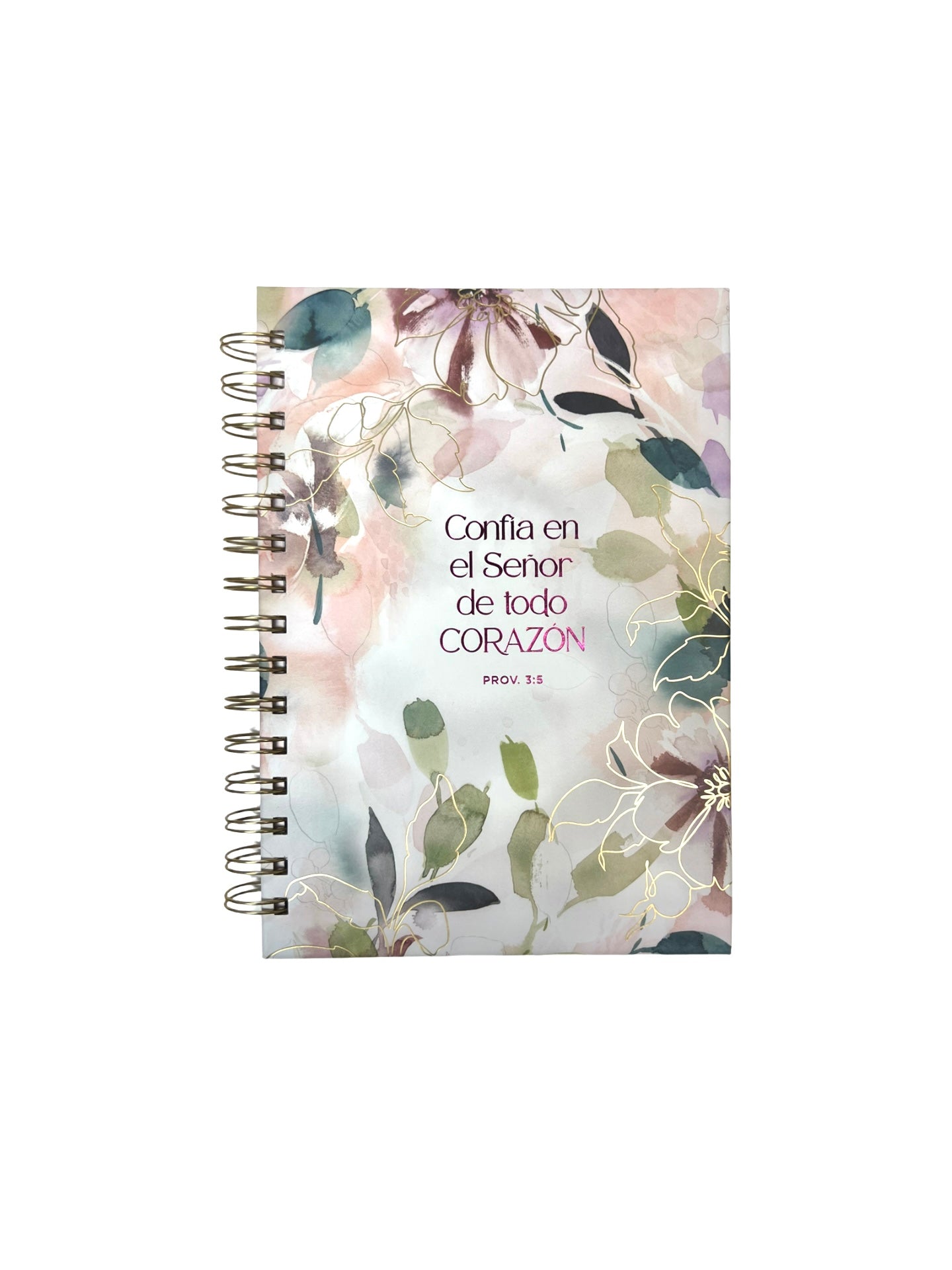 Diario espiral con flor morada “Confía en el Señor” – Proverbios 3:5