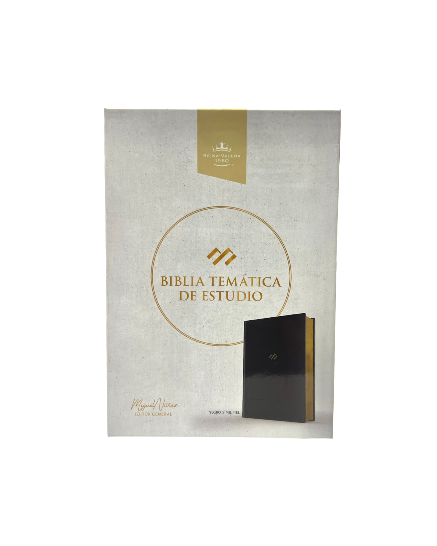 RVR 1960 Biblia tematica de estudio, negro piel genuina