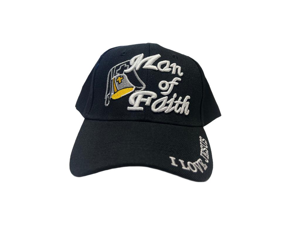 Man of Faith I Love Jesus Snapback Hat Ball Cap White Religious Embroidered