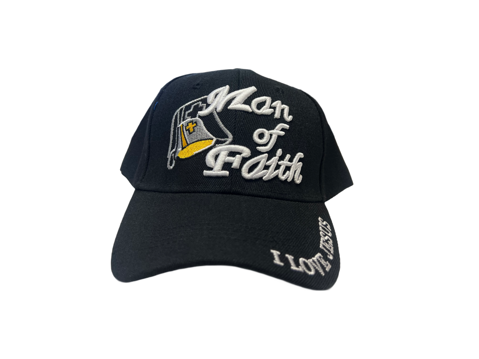 Man of Faith I Love Jesus Snapback Hat Ball Cap White Religious Embroidered