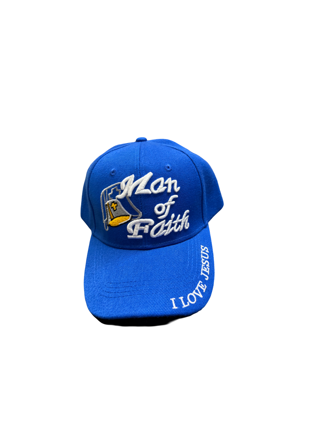 Man of Faith I Love Jesus Snapback Hat Ball Cap White Religious Embroidered