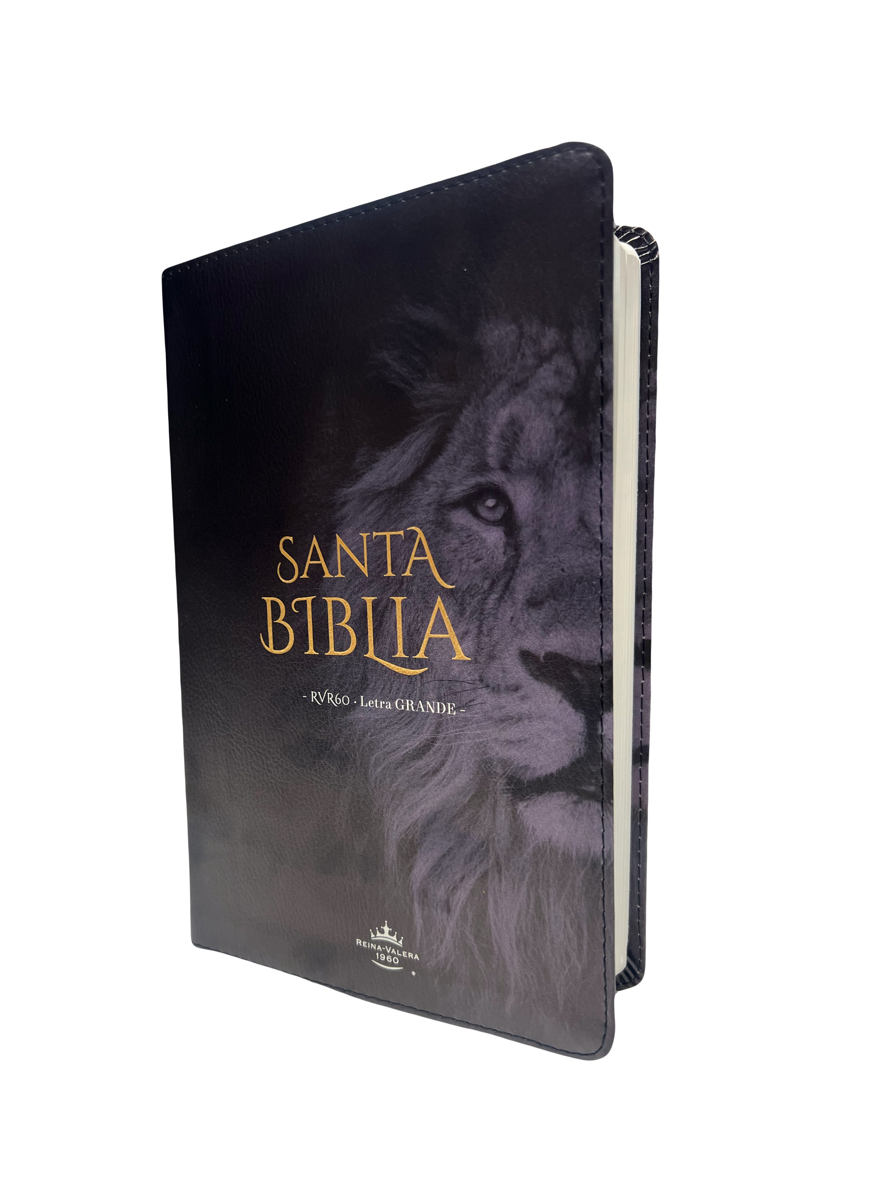 Biblia Letra Grande 12 puntos RV1960, imit piel con silueta de león