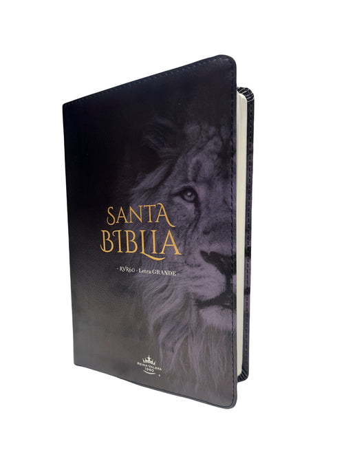 Biblia Letra Grande 12 puntos RV1960, imit piel con silueta de león