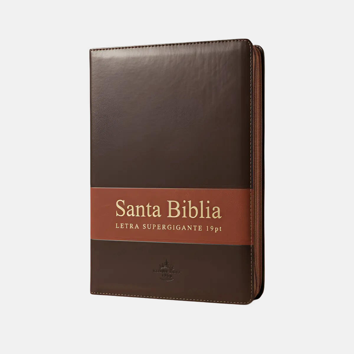 Santa Bible con cierre 19 puntos imit piel café
