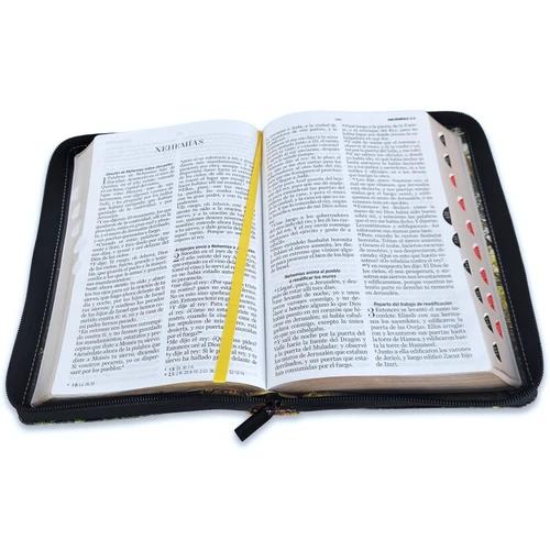 Biblia con Cierre Letra Grande 12 puntos RV1960, imit piel bosque al amanecer con índice