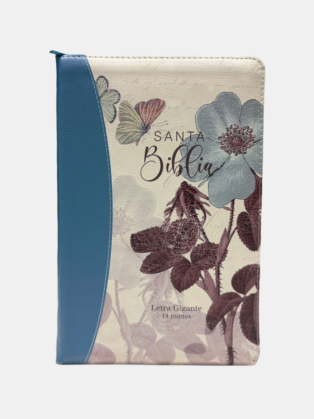 Biblia con cierre imit pie Flores Turquesa 14 punto Rvr1960