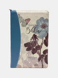 Biblia con cierre imit pie Flores Turquesa 14 punto Rvr1960