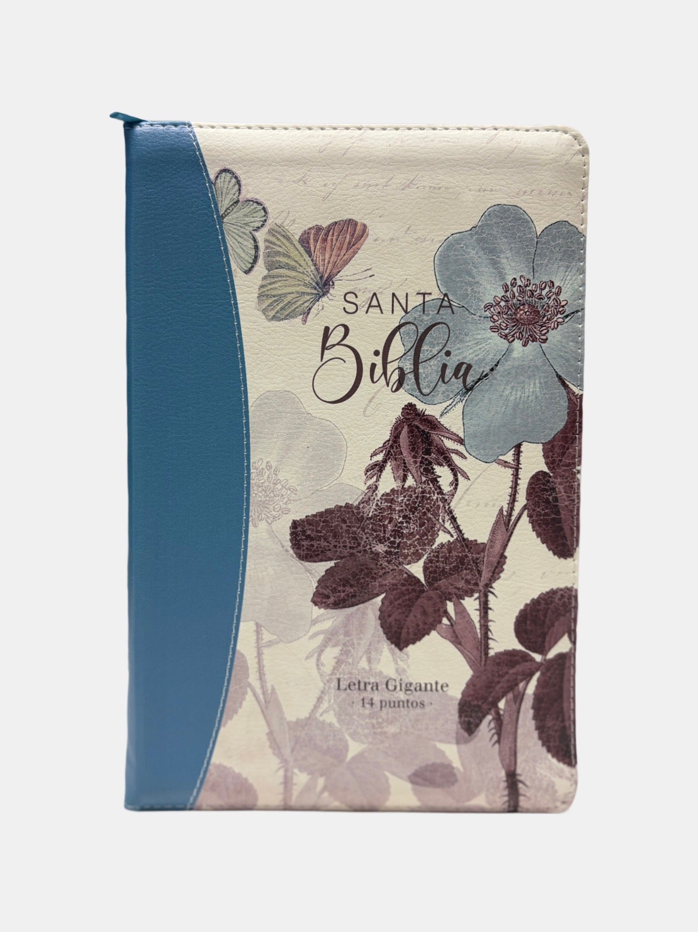 Biblia con cierre imit pie Flores Turquesa 14 punto Rvr1960