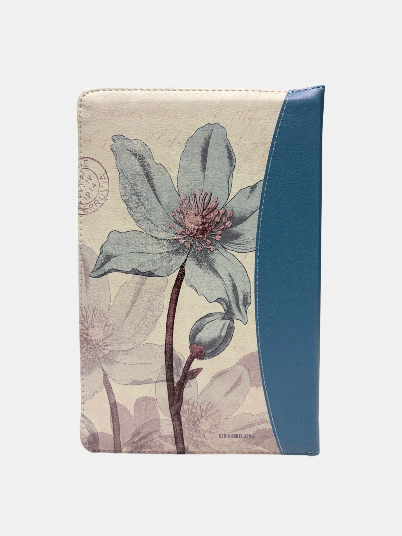 Biblia con cierre imit pie Flores Turquesa 14 punto Rvr1960