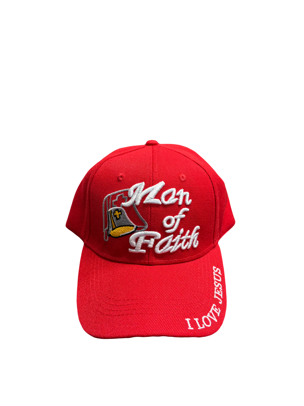 Man of Faith I Love Jesus Snapback Hat Ball Cap White Religious Embroidered