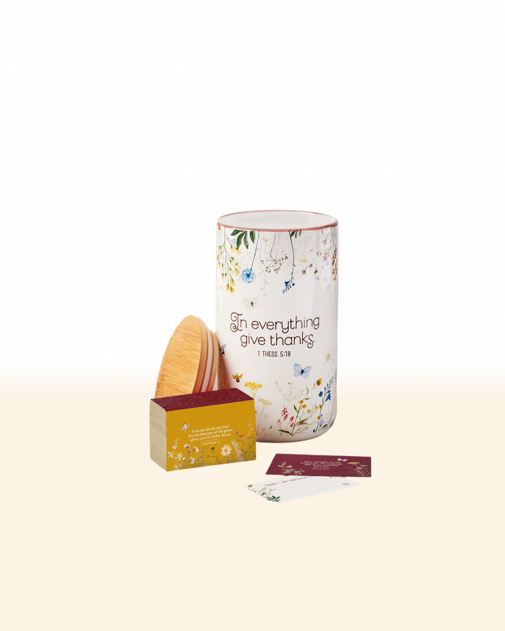 Give Thanks Topsy-Turvy Wildflower Ceramic Gratitude Jar - 1 Thessalonians 5:18