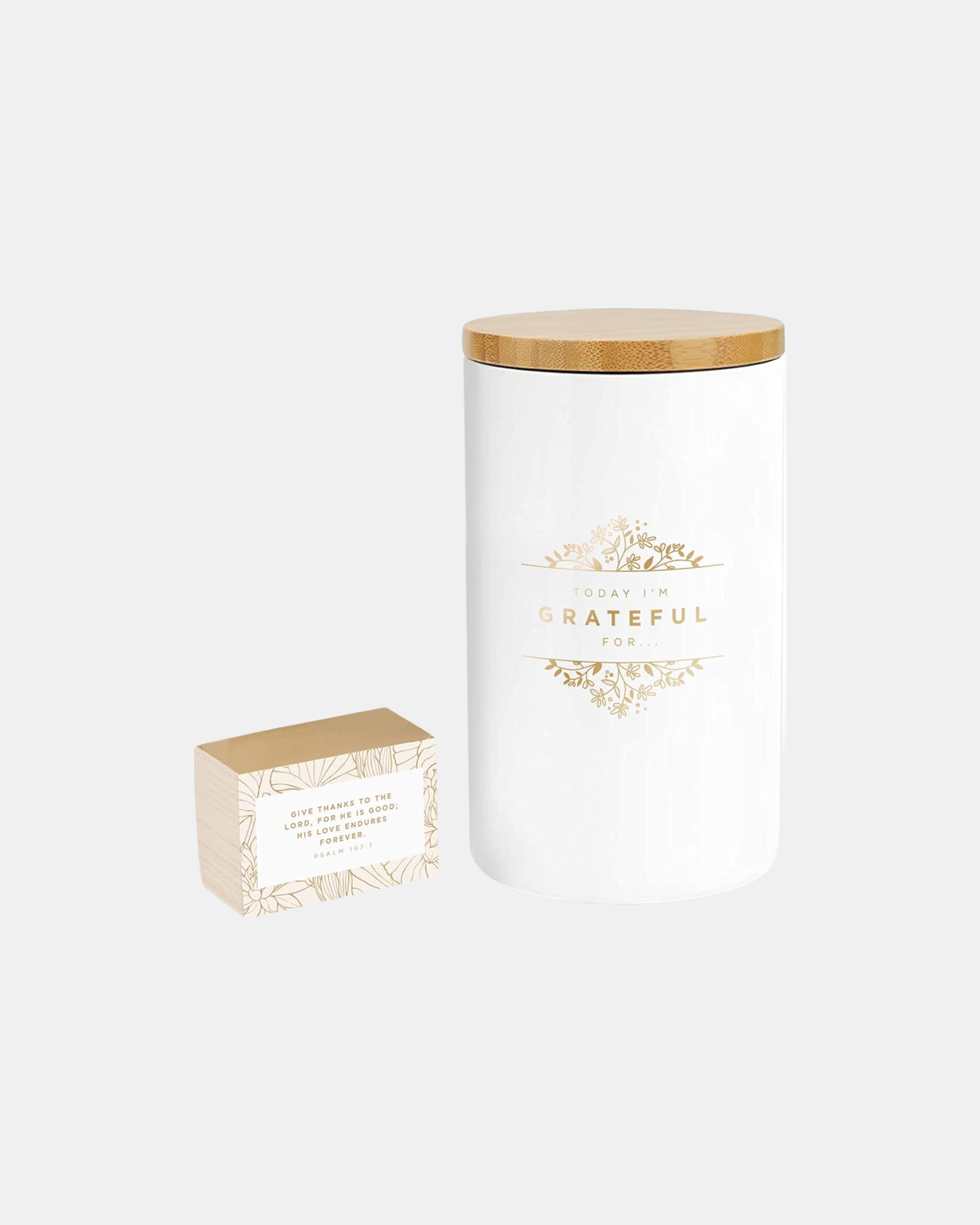 Grateful Gold and White Ceramic Gratitude Jar with Cards