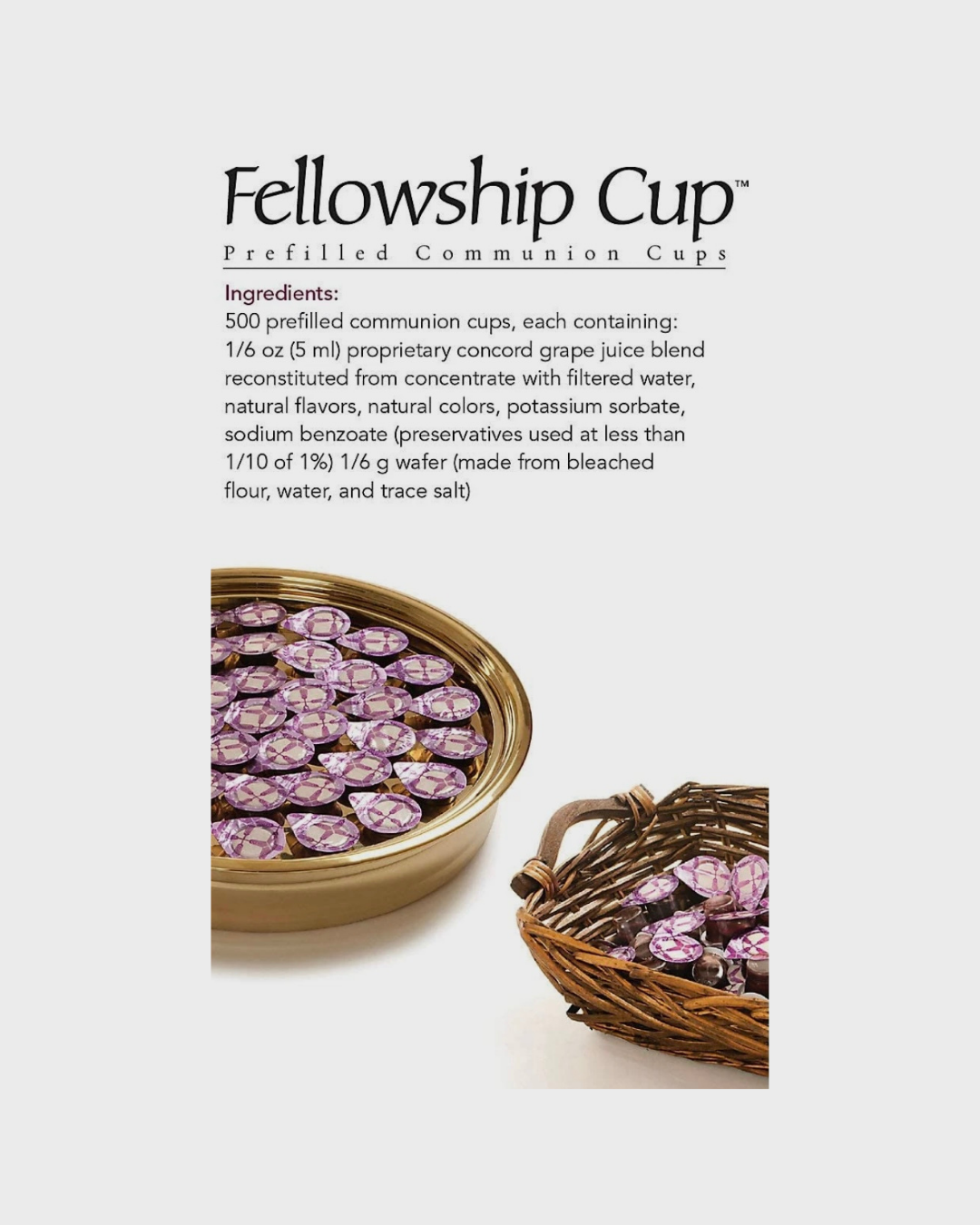 Fellowship cup prefilled Cups with soft wafers