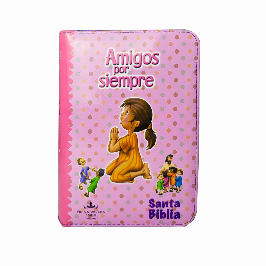 Biblia para ninos Amigos por Siempre Color Rosado con Cierre