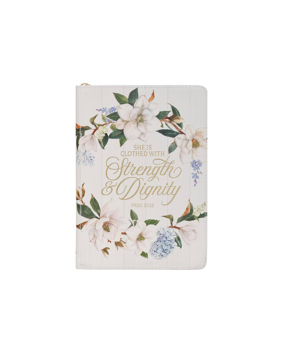 Inspirational Zippered Journal, Strength & Dignity Wide Ruled Notebook