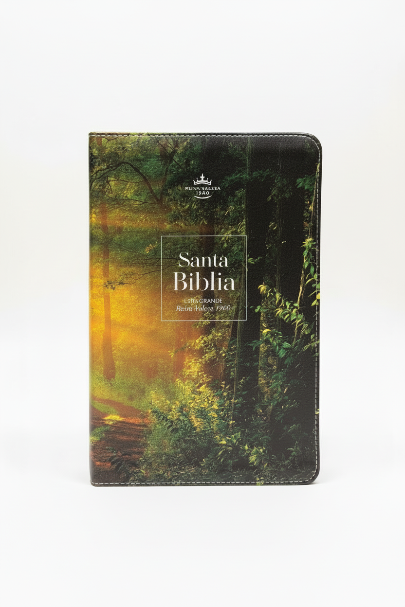Biblia con Cierre Letra Grande 12 puntos RV1960, imit piel bosque al amanecer con índice